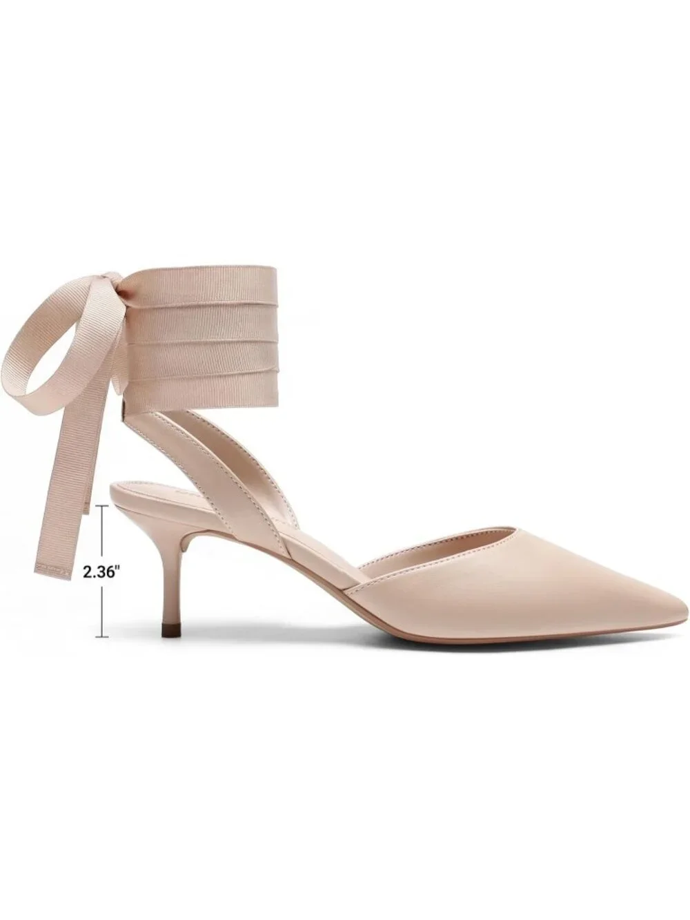 DREAM PAIRS Women's Nude Slingback Lace Up Kitten Low Heel Ankle Strap Shoes